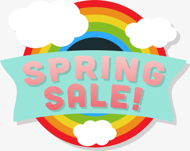 春季促销彩虹标签免抠