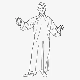 打快板的艺人免抠