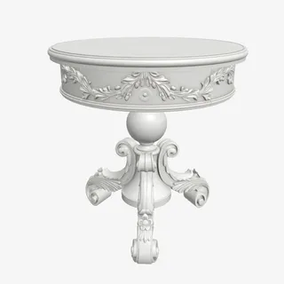 白色圆桌床头柜免抠