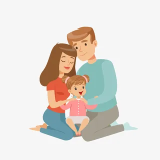 卡通一家三口矢量图免抠