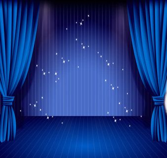 蓝色唯美的幕布效果免抠