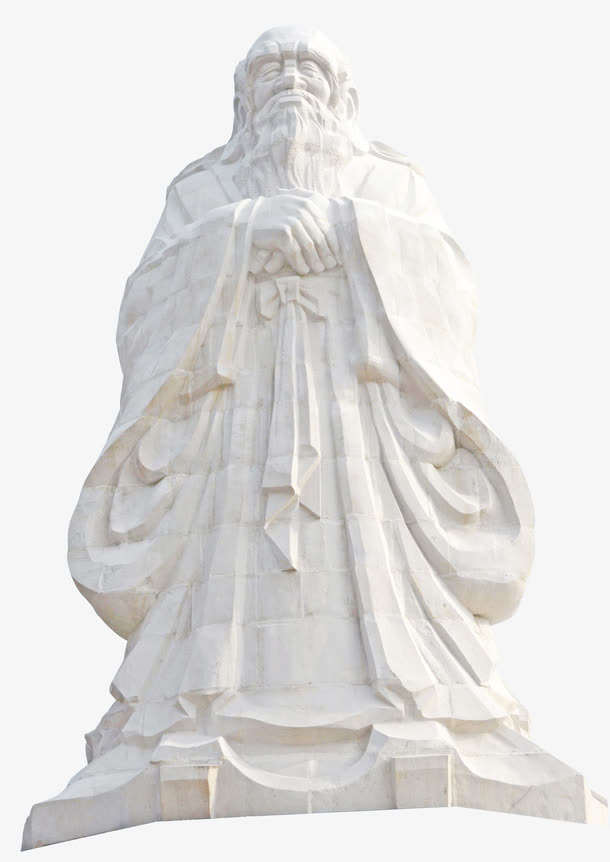 诸子百家白色老子雕像免抠