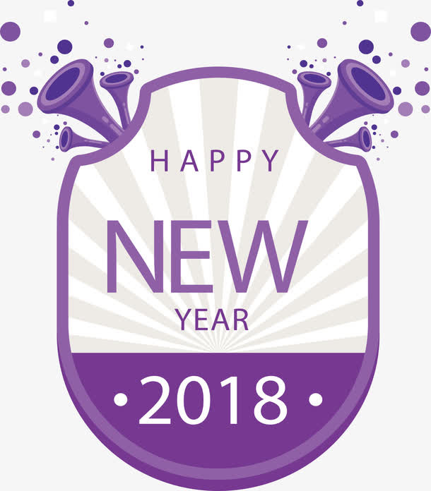 紫色新年标签免抠