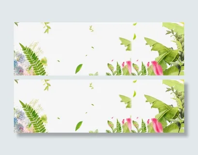 花草树木绿叶红花版面免抠