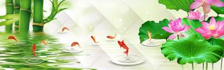 中国风荷花鱼背景图高清