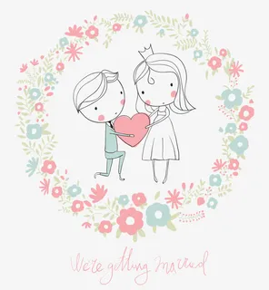 手绘卡通婚礼人物免抠