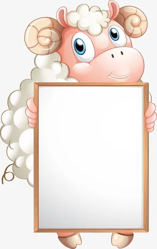 拿着白色板子的山羊图免抠