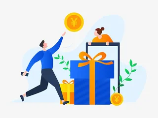 手绘礼物金币元素免抠