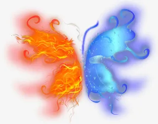 冰火蝴蝶翅膀免扣素材免抠