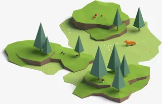 C4D草地松树免抠