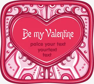 矢量爱心主题框免抠