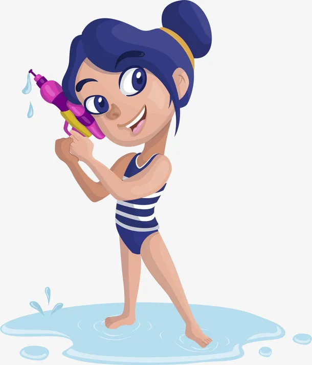 微笑可爱水仗女生免抠