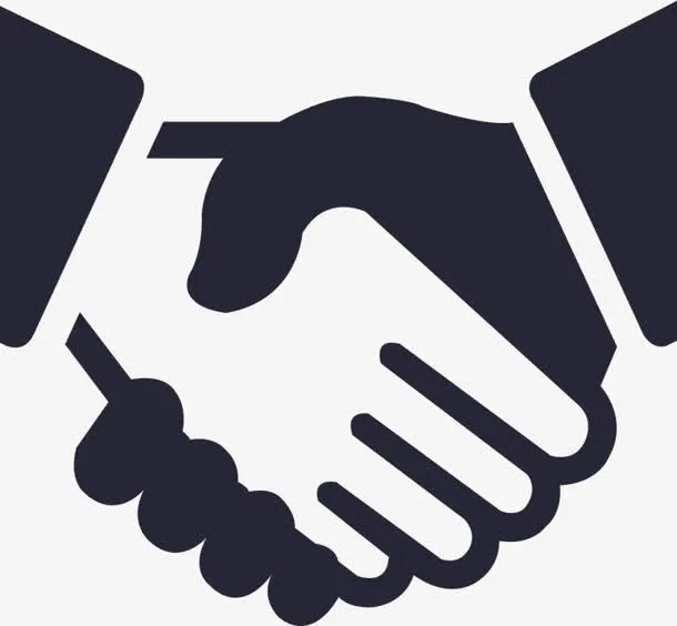 手绘黑色握手图标免抠