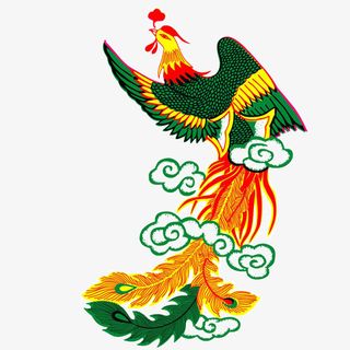 手绘彩色凤凰素材1免抠