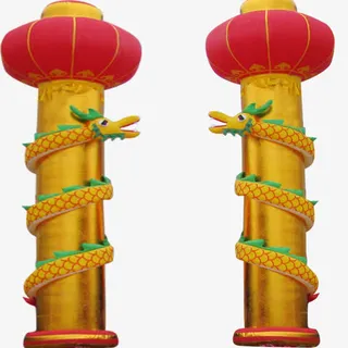 金色充气盘龙柱免抠