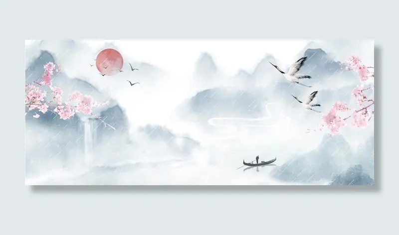 清明节水墨古风淡雅背景高清