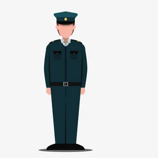 立正的卡通保安人物免抠