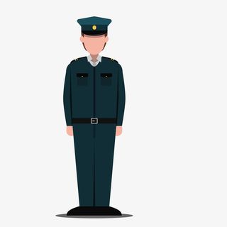 立正的卡通保安人物免抠