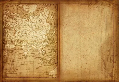 怀旧纸张上的地图免抠