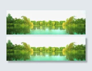 湖泊绿植景观免抠