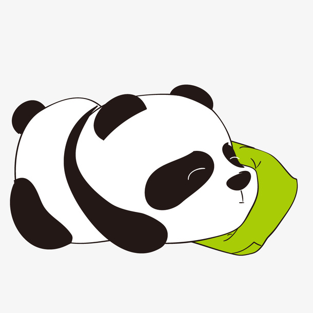 手绘卡通睡觉熊猫免抠