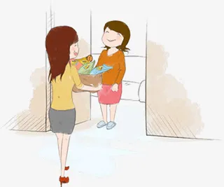 有爱母女人物礼物节日免抠