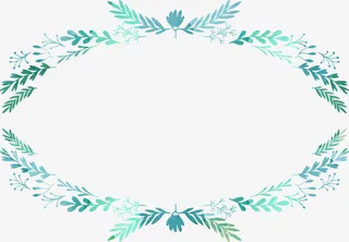 绿色春季水彩草圈免抠