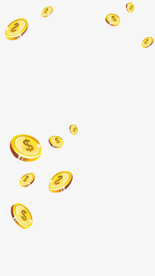 手绘黄色漂浮金币免抠