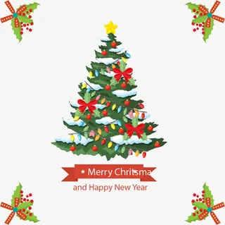 彩色装饰圣诞树免抠