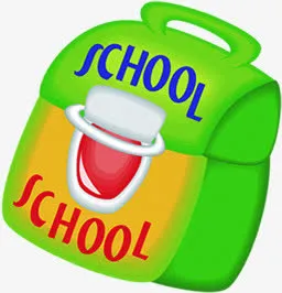 绿色书包带有学校字样免抠