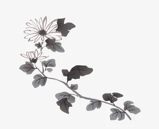 水墨绘画树枝树叶免抠