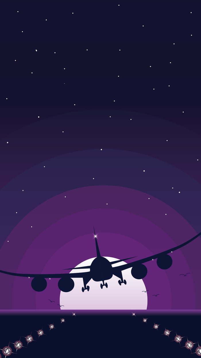 紫色星空扁平月亮手机端H5背景高清