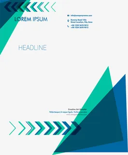 蓝绿色几何图形报告封面免抠