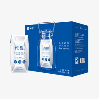 蓝色的纯甄酸奶包装免抠