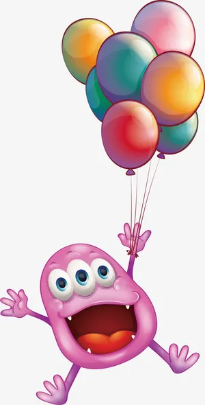 拿着彩色气球的怪兽免抠