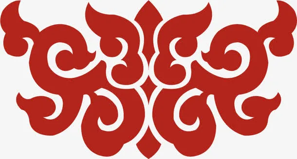 红色花纹图案免抠