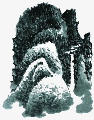 中国风卡通山水图免抠