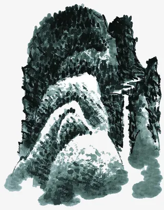 中国风卡通山水图免抠