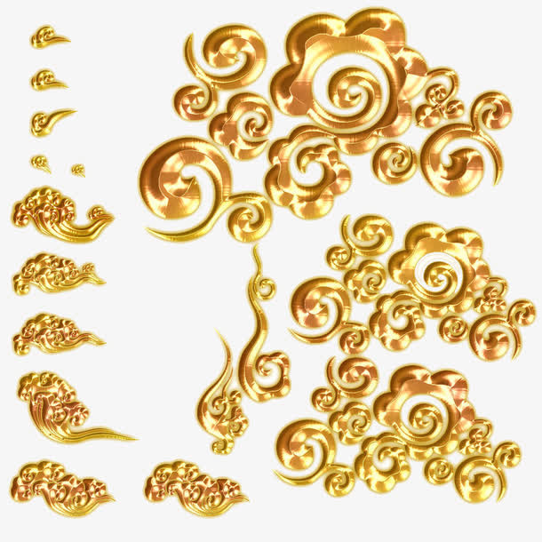 金色祥云花纹免抠