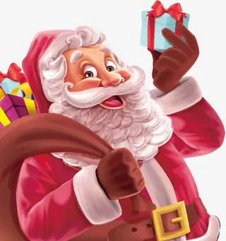 圣诞老人红色衣服礼物盒免抠节日圣诞节元素