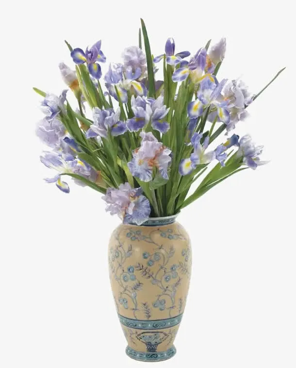 绿叶紫花花艺盆栽免扣png免抠