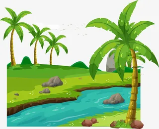 春天气息绿色草地免抠