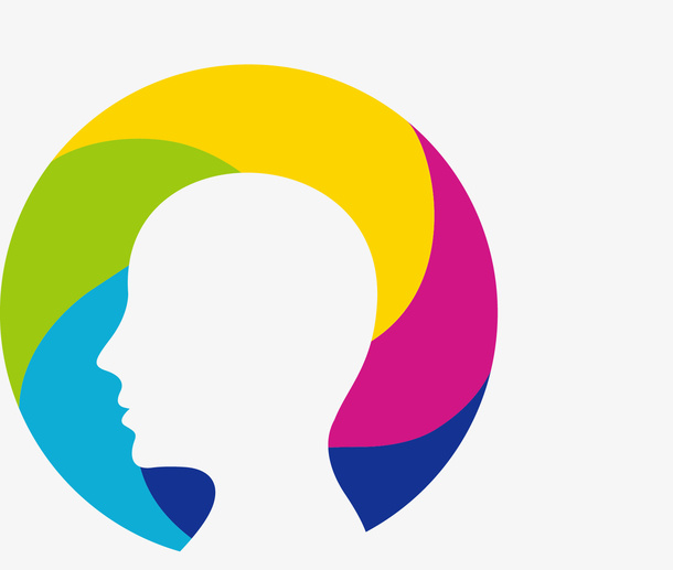 彩色旋转背景白色人物剪影