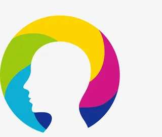 彩色旋转背景白色人物剪影