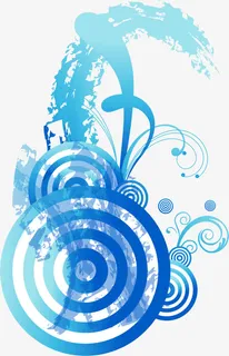 蓝色潮流花纹免抠