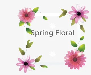 浪漫粉红春花边框免抠