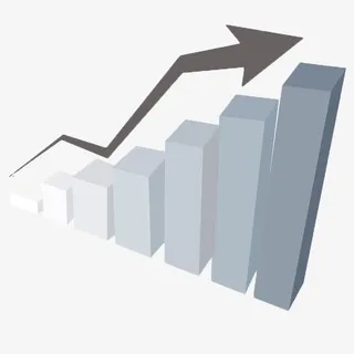 增长银白色箭头商务会计免抠