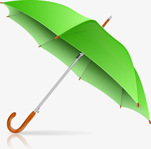 绿色卡通雨伞矢量图免抠