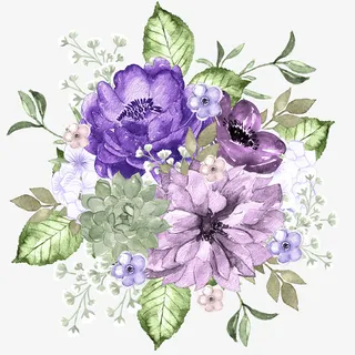 手绘紫色花卉花簇免抠手绘/卡通手绘元素 手绘紫色花卉花簇免抠手绘/卡通手绘元素
