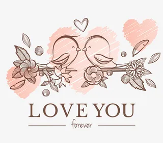 树枝上的爱情鸟免抠